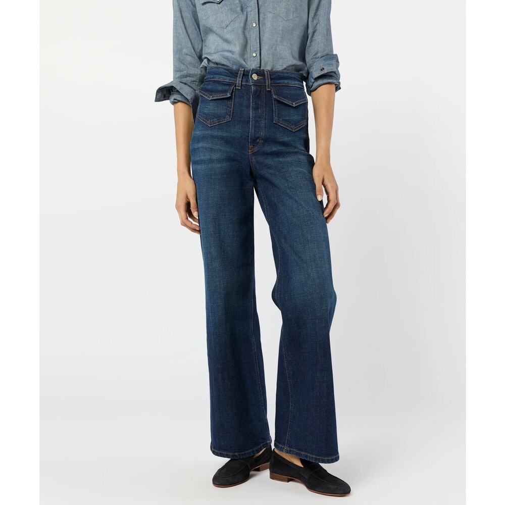 JEANERICA Venice Wide Leg Jeans High Rise Preppy Medium Wash Amido Blue NWT